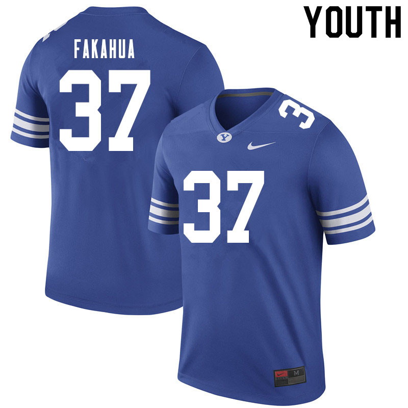 Youth #37 Malakai Fakahua BYU Cougars College Football Jerseys Sale-Royal